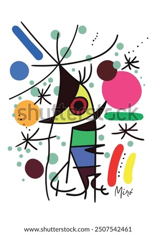 The Singing Fish by Joan Miro. vector illustration