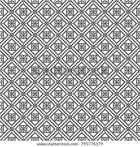 Vector pattern seamless background black and white retro and vintage geometric style 