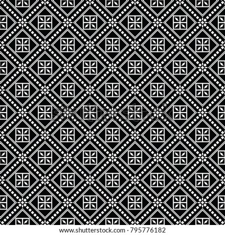 Vector pattern seamless background black and white retro and vintage geometric style 