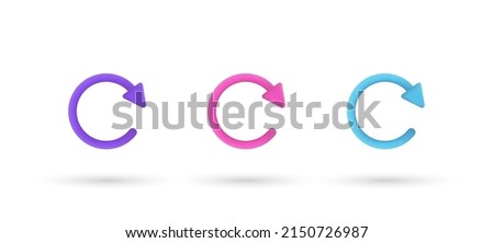 3d editable illustration reload icon vector purple, pink and blue, 3d, vector, suitable for web illustrations, hero pages, landing pages. Rotation icon symbol. 