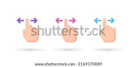 3d editable illustration touch screen gestures icon purple, pink and blue, 3d, vector, suitable for web illustrations, hero pages, landing pages.