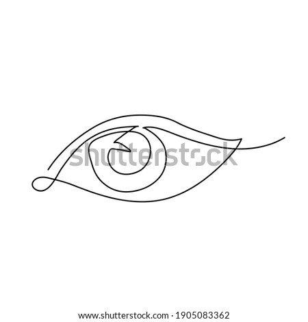 Vector illustration of human eye. Modern one line art. Can be use as home decor such as posters, wallpapers, tattoo, tee shirt print or embroidery and as social media design