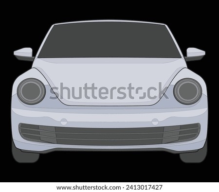 front view Vector Illustration of Isolated highlight  color car on black background, Vehicle in a Flat Cartoon Style.
