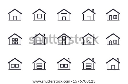 Set of Home, House, Real estate vector icon illustration