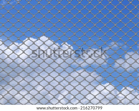 Metal mesh wire fence with  cloud