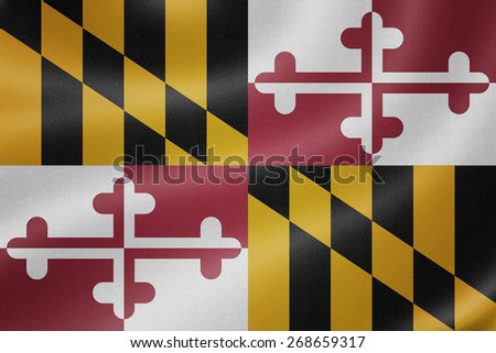 Maryland flag on the fabric texture background