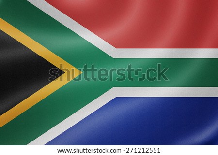 South Africa flag on the fabric texture background