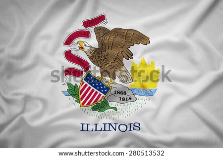 Illinois flag on the fabric texture background,Vintage style