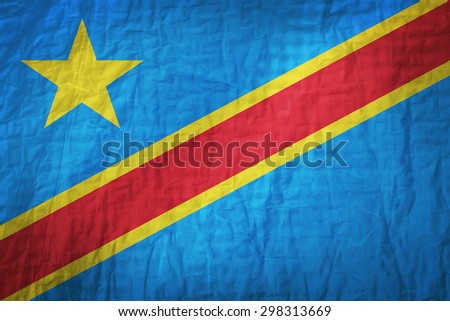 Congo Kinshasa flag painted on a Fabric creases,retro vintage style