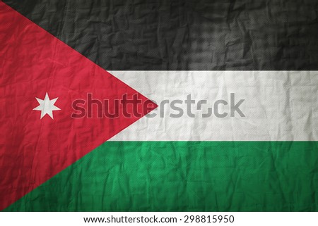 Jordan flag painted on a Fabric creases,retro vintage style