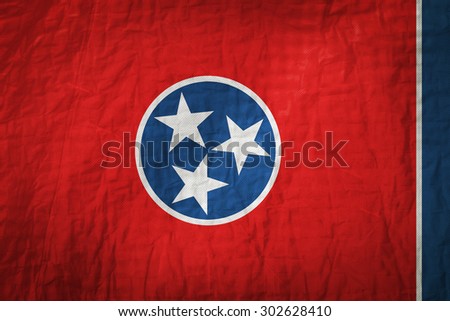 Tennessee flag painted on a Fabric creases,retro vintage style