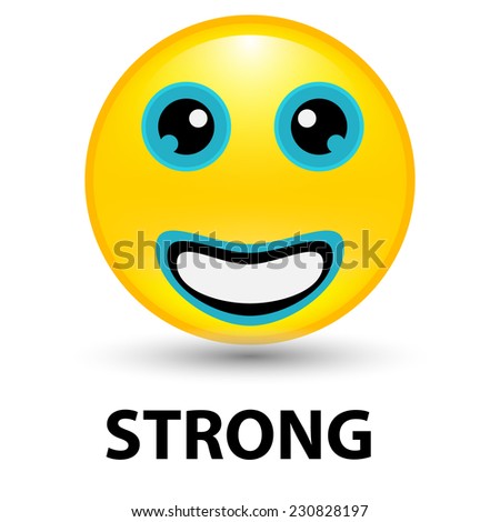 STRONG. yellow icon smile. Vector illustration, isolated on a white. emotions