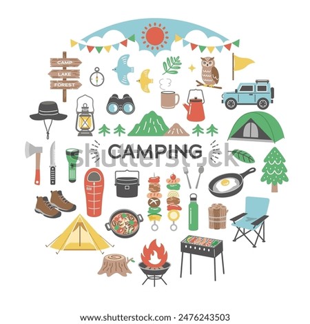 Outdoor and camping icon set