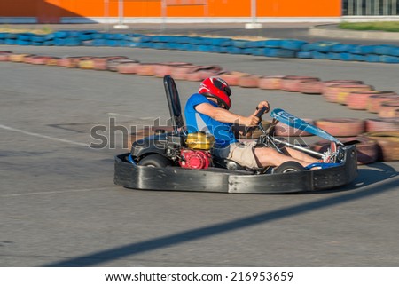 Fast kart in a circuit in the city