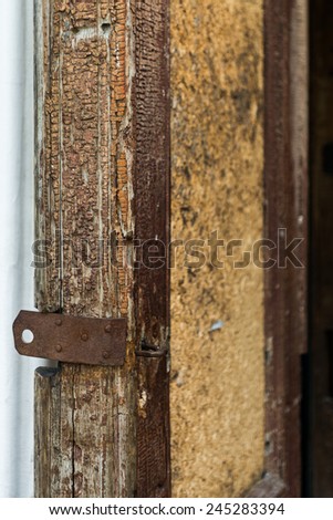 Old ruined wood door of a manor in ukraine
