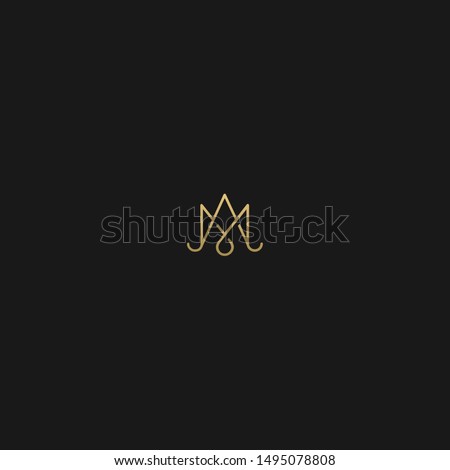 M MM  AM with crown logo in minimal design logo vector template