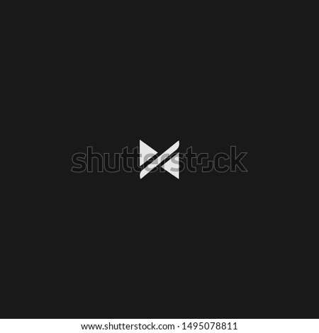 M media icon, bow tie, inverted X logo vector in black and white with minimal abstract