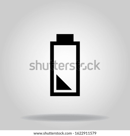 Logo or symbol of battery half icon with black fill style
