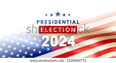 Presidential Election day in the United States of America 2024. Political election campaign banner with realistic national American flag on white background. November 5 in USA. Vector illustration