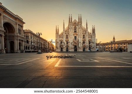 Similar – Image, Stock Photo Sunset view of Milan Duomo Cathedral