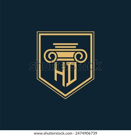 HD Initials Law Firm Logo Lawyer logo with creative law element