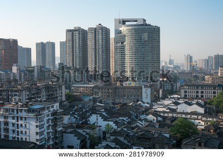 HUNAN, CHINA - APR 14 : Changsha city, Changsha is the capital of Hunan Province in south-central China, located on the lower reaches of the Xiang River, a branch of the Yangtze River.