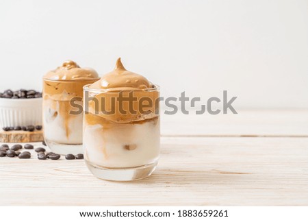 Similar – Image, Stock Photo Dalgona coffee in wooden table