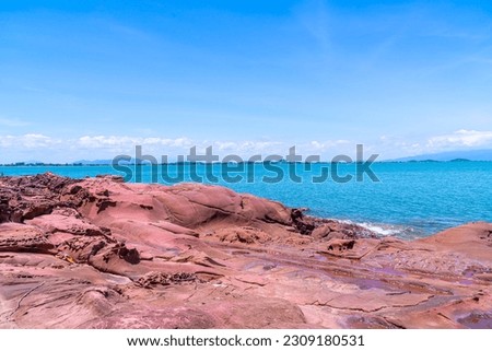 Similar – Image, Stock Photo Stone beach, sea, pink sky