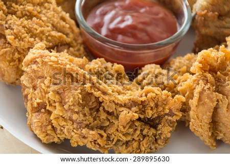 fried crispy chicken on wood