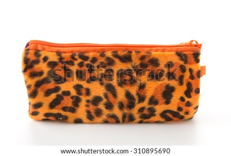 leopard zip bag on white background