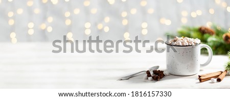 Similar – Image, Stock Photo Delicious fir tree with white chocolate, sugar pearls and red jam on dark plate in moody style