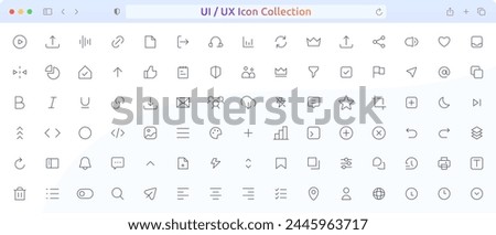 Mega set of ui ux icon set. User interface icons collection. UI icon set in flat line design. Thin outline icons pack. Pixel perfect. 64 x 64