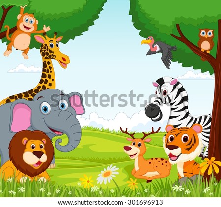 Animal Cartoon In The Jungle Stock Photo 301696913 : Shutterstock