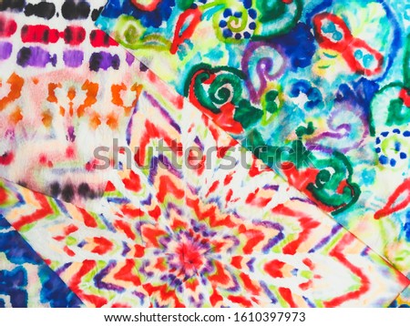 Graphic T Shirts Design Art. Colorful Rainbow Ottoman Indian Print. Patchwork Tile Dirty Art Texture. Modern Watercolour Fabrics. Paisley Ornament Geometric Mosaic Art Painting.