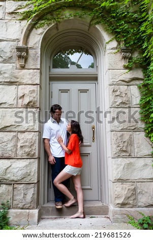 Young couple engagement photos outdoors
