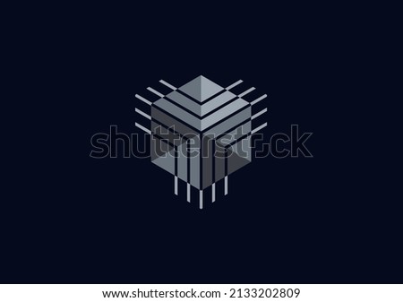 Abstract symbol of hexagon for metal and steel construction