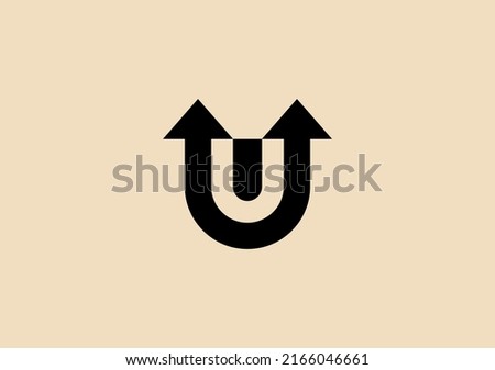 Double UP arrow featuring letter U neatly packed in negative space area