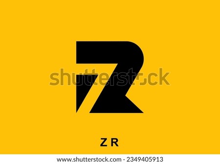 Bold and minimalist logo letter Z R with right arrow symbol neatly packed in negative space area