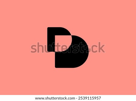 Monogram identity logo letter B D with left arrow symbol