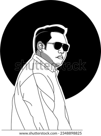 line art vector sketch ndarboy genk an indonesian musician pop dangdut music