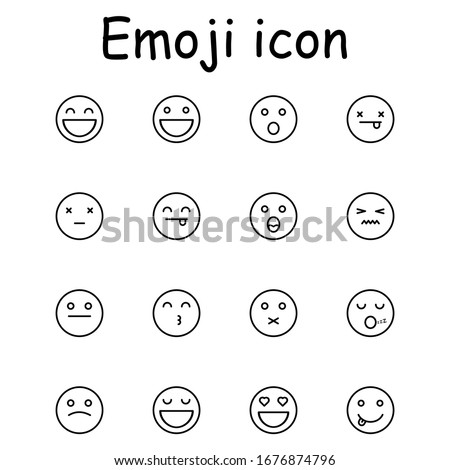 Emoji set. Set of thin line smile emoticons icon vector illustration simple design