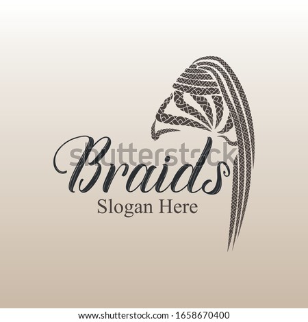 Hair extension girl braids style logo vector design Foto d'archivio © 