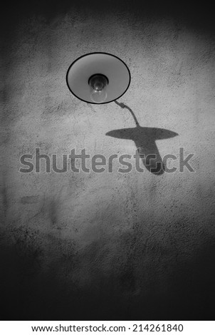 Minimal Black Wall/Minimal Black wall with isolated street lamp.