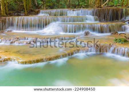 Waterfall beautiful in kanchanaburi province asia southeast asia Thailand