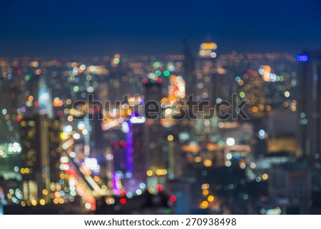 Blur bokeh background with Bangkok city skyline
