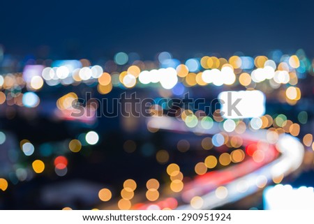 Blur of city road curve at night