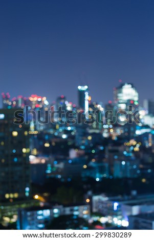 Abstract blurred light city skyline at night