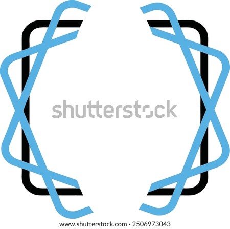 Two blue and black intersecting shapes, hexagram resembling design. Suitable for abstract backgrounds, geometric concepts, and modern logo elements.