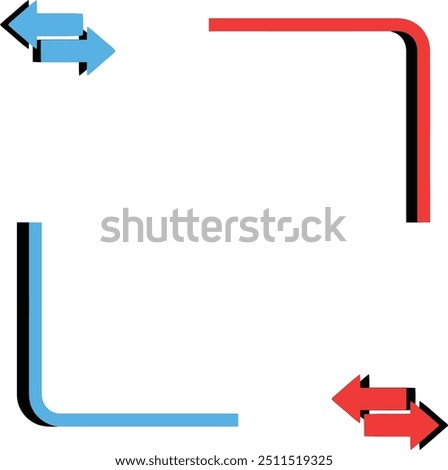 Two arrows left and right in a modern design with corner shapes. Suitable for web and graphic design concepts and presentations.