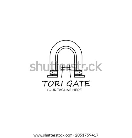 tori line art icon logo minimalist vector illustration design from japan